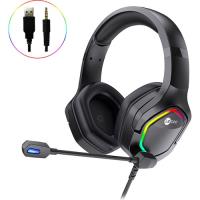 Lenovo LECOO HT403 3.5 MM Jacklı  RGB AYDINLATMALI KABLOLU KULAKLIK SİYAH